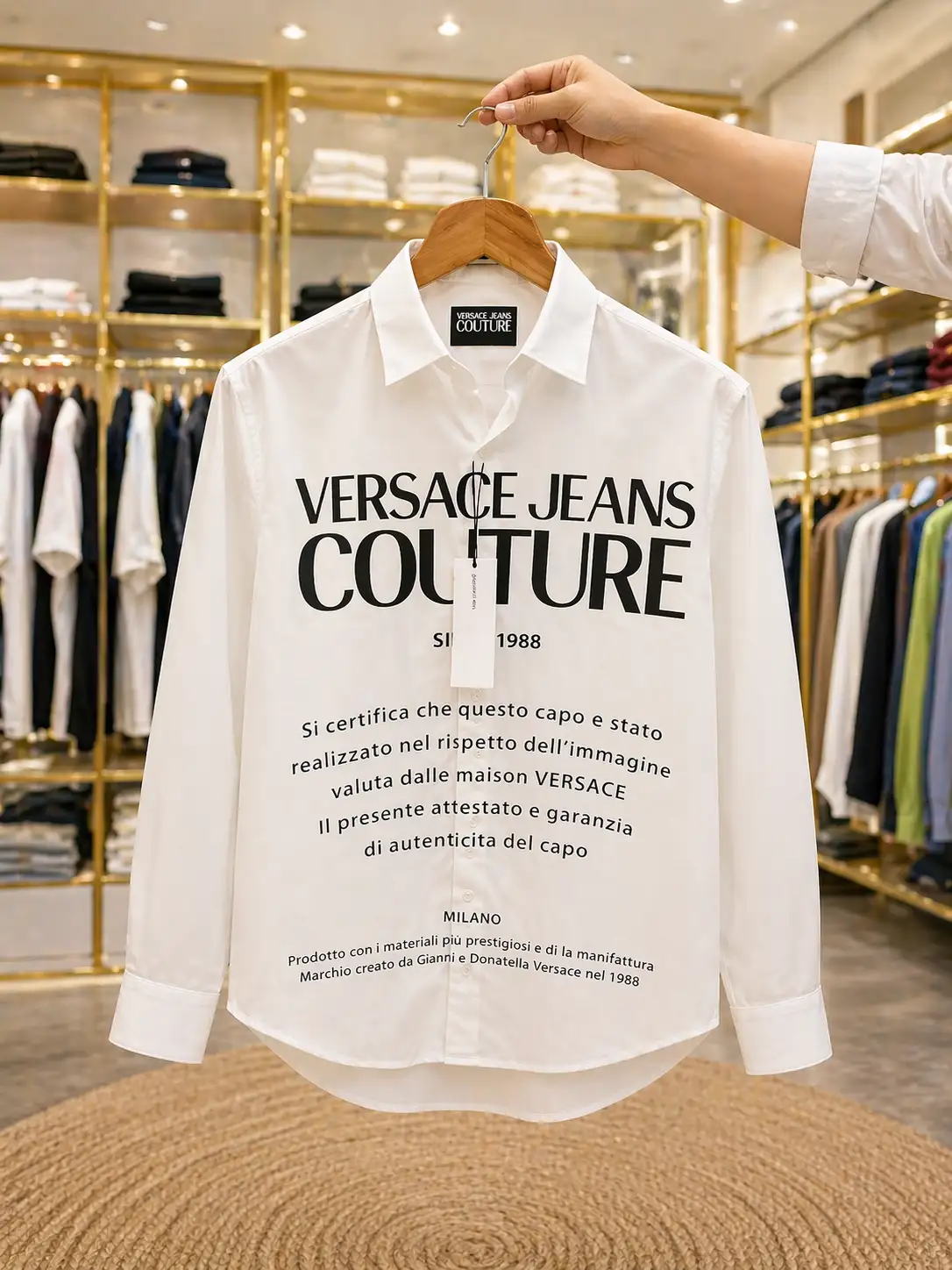 Men's White Statement Typography Button-Down Shirt